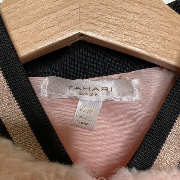 Tahari Baby Girl 12 months Pink Faux Fur Full Zip Jacket Sherpa - Picture 9 of 9